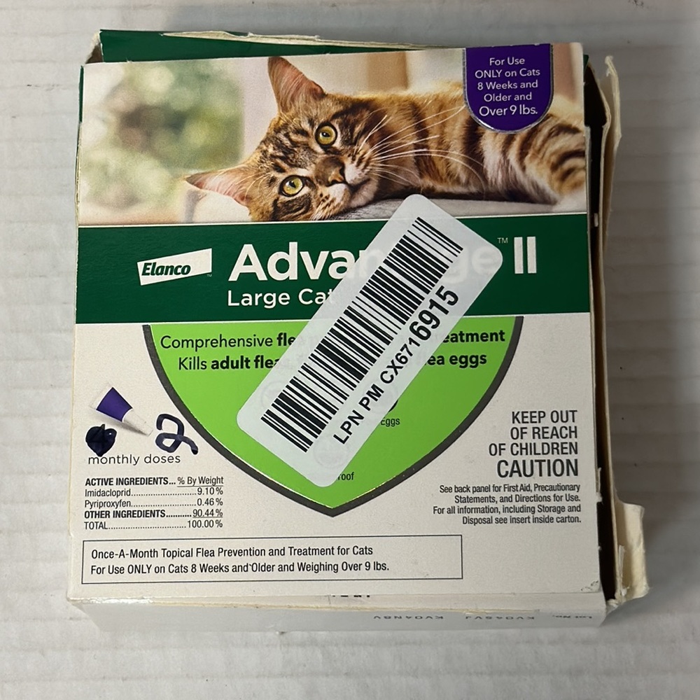 Advantage II for Large Cats over 9 Lbs - 2 Pack -  FLEA TREATMENT CONTROL